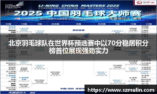 北京羽毛球队在世界杯预选赛中以70分稳居积分榜首位展现强劲实力